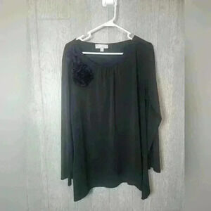 Carolyn Taylor black long sleeve blouse size XL 96% poly 4% spandex